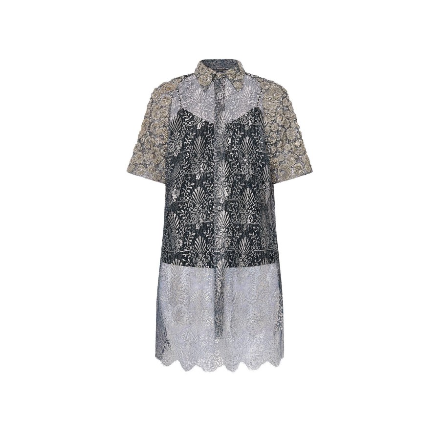 Women Louis Vuitton Tops | Seashell Embroidery Lace Shirt