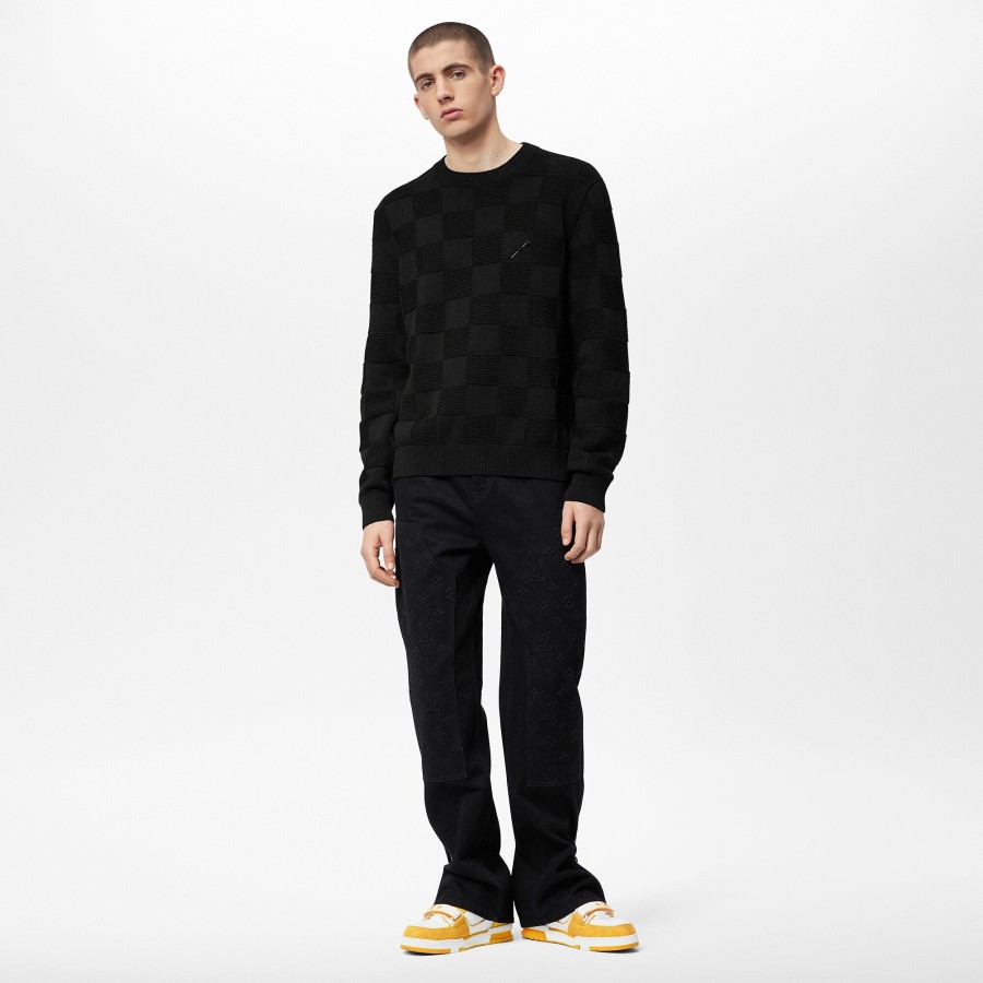 Men Louis Vuitton Knitwear And Sweatshirts | Damier Stitch Crewneck