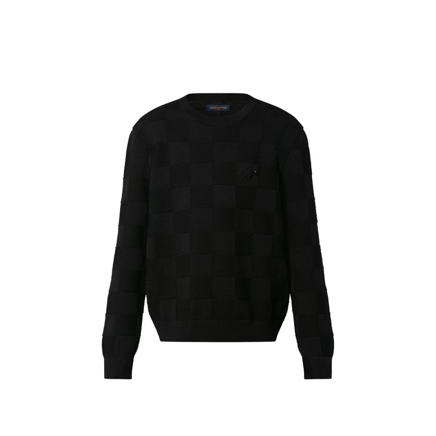 Men Louis Vuitton Knitwear And Sweatshirts | Damier Stitch Crewneck