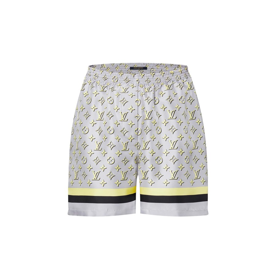 Women Louis Vuitton Skirts And Shorts | 3D Monogram Stripe Accent Pajama Shorts Grey