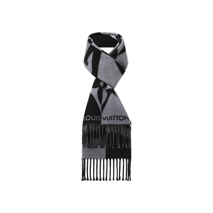 Men Louis Vuitton Scarves | Graphic Dual Small Scarf Black