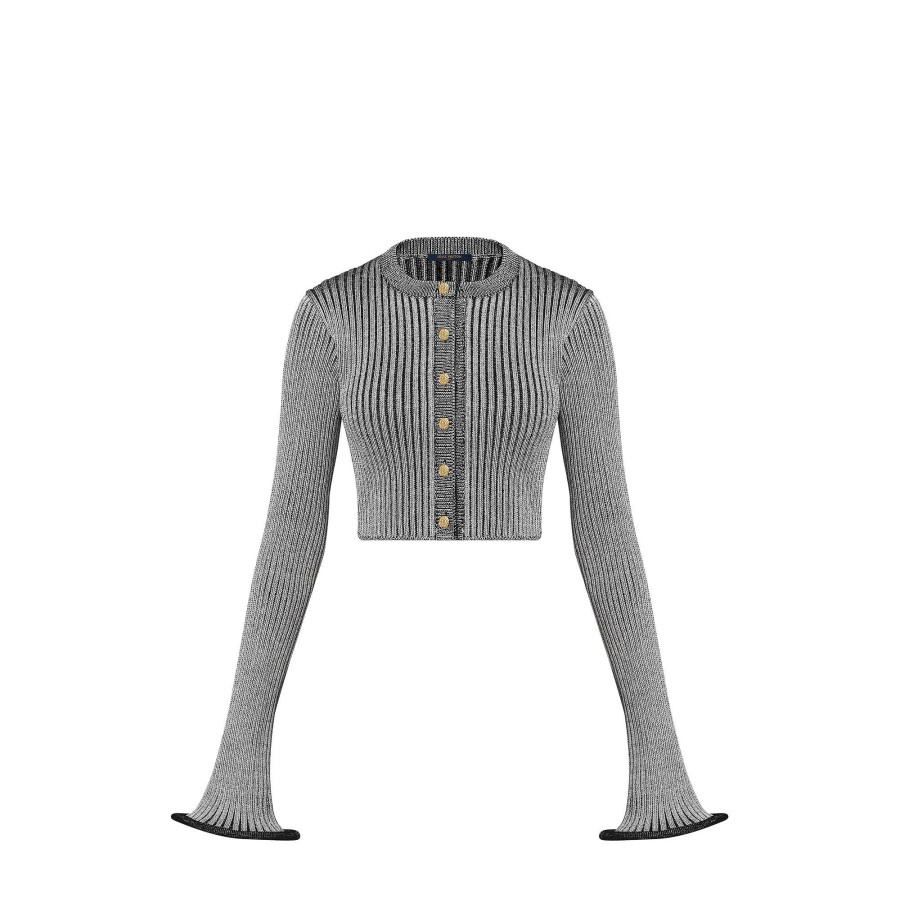 Women Louis Vuitton Knitwear | Ribbed Knit Trumpet Sleeve Cardigan