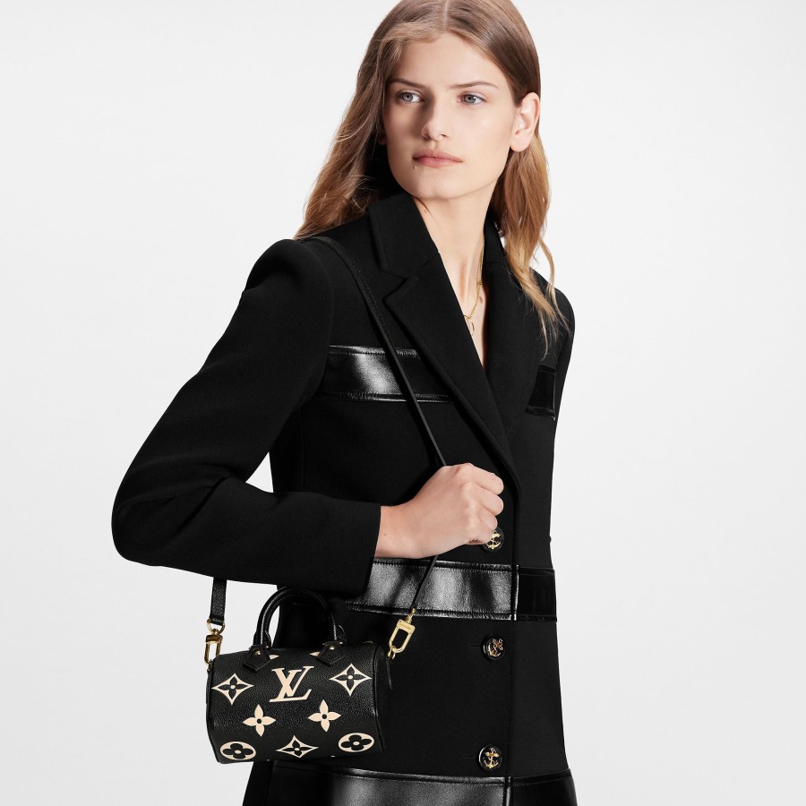 Women Louis Vuitton Mini Bags | Nano Speedy Black/Beige