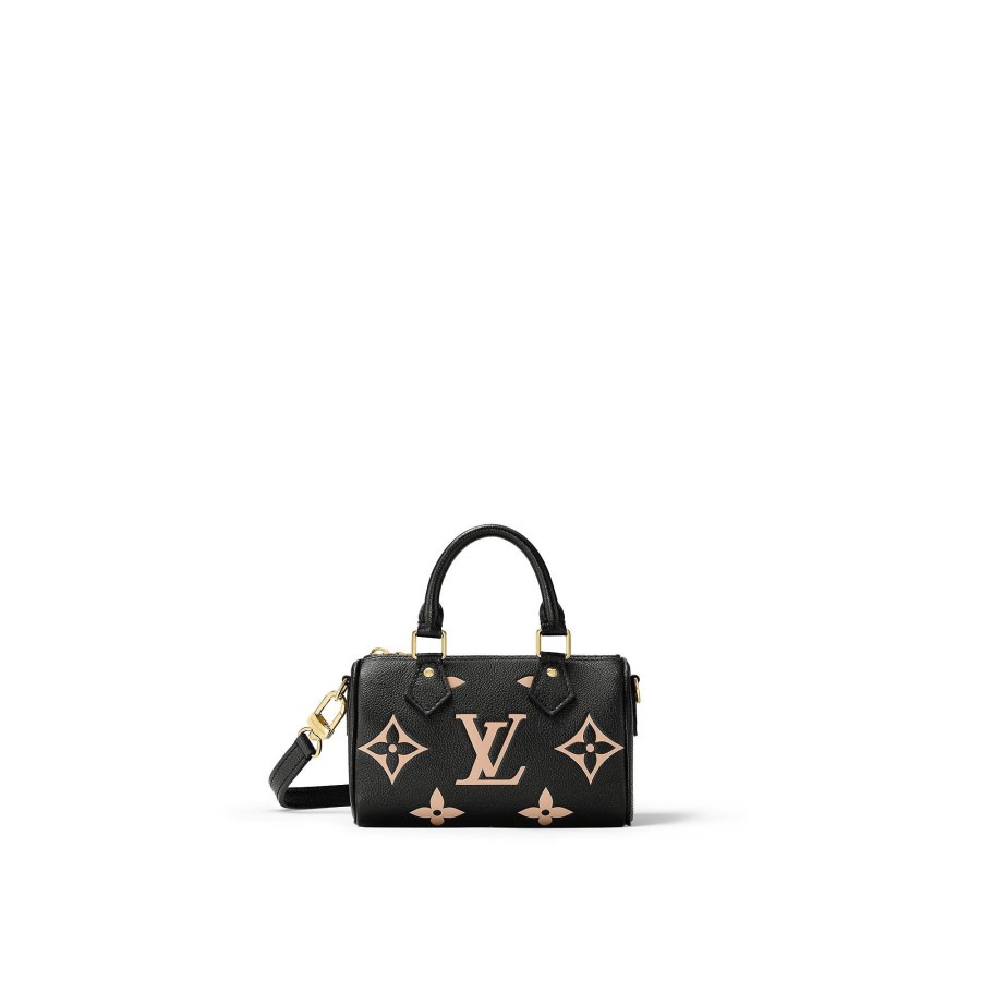 Women Louis Vuitton Mini Bags | Nano Speedy Black/Beige