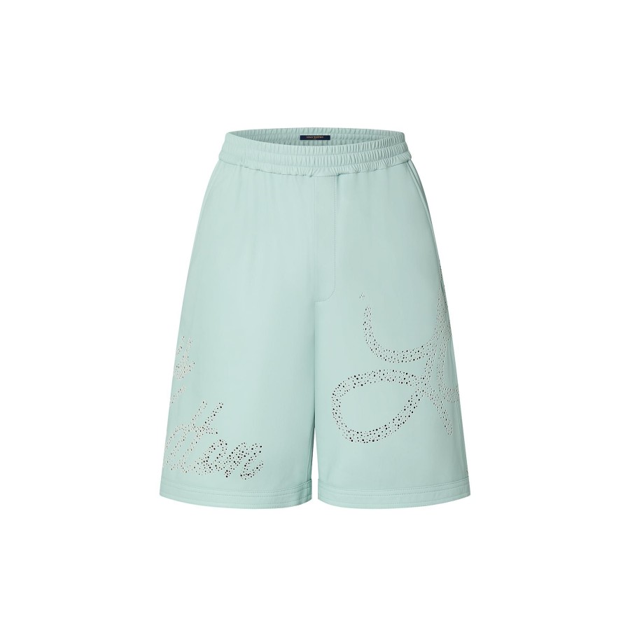 Men Louis Vuitton Pants | Perforated Leather Shorts