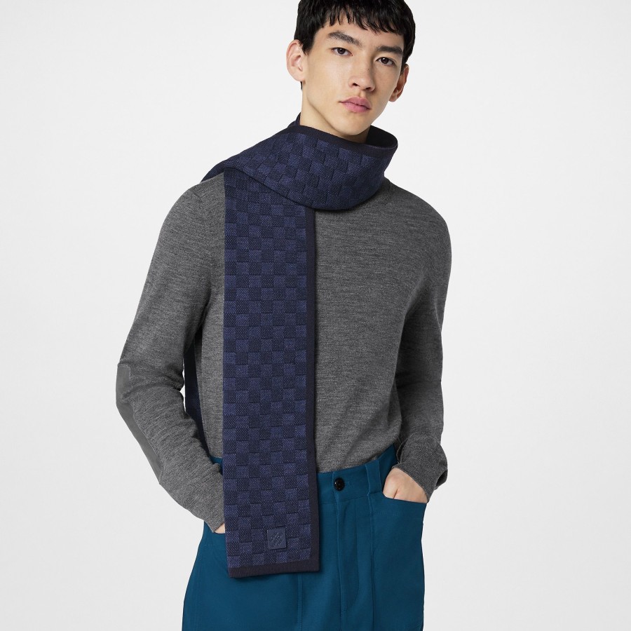 Men Louis Vuitton Scarves | Neo Petit Damier Scarf Navy