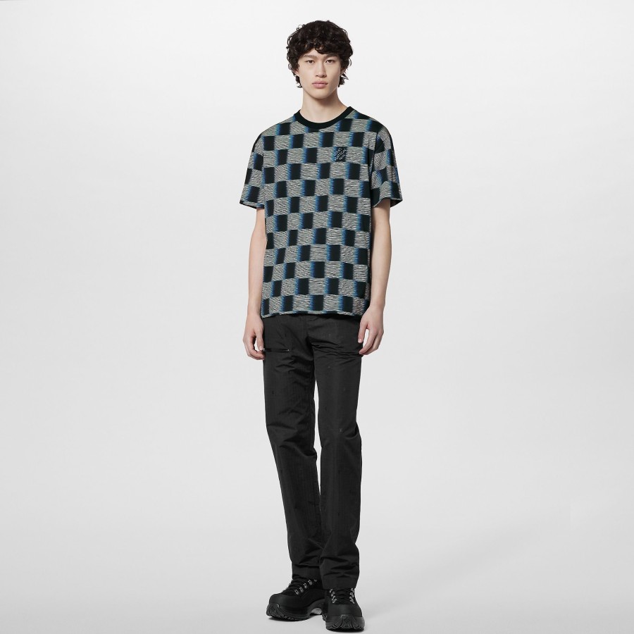 Men Louis Vuitton T-Shirts And Polos | Damier Short-Sleeved Cotton T-Shirt