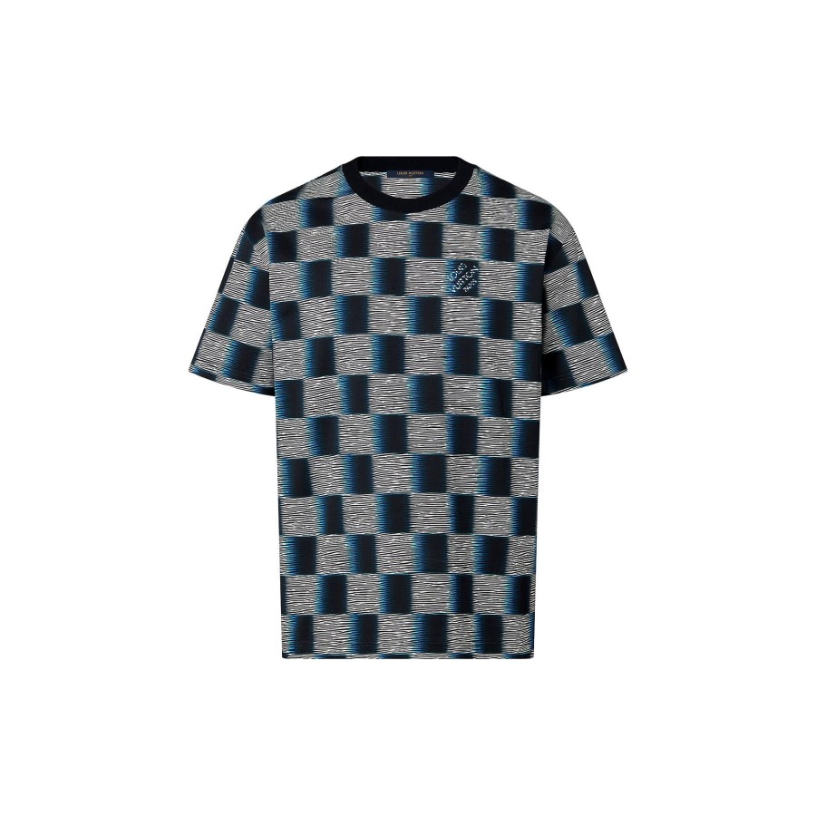 Men Louis Vuitton T-Shirts And Polos | Damier Short-Sleeved Cotton T-Shirt