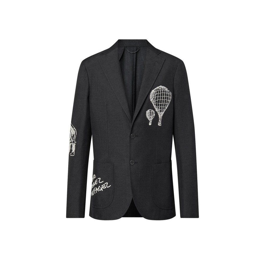 Men Louis Vuitton Blazers And Jackets | Monogram Embroidered Napolitana Jacket