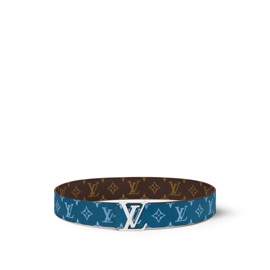 Men Louis Vuitton Belts | Lv Initials 40Mm Reversible Belt Blue