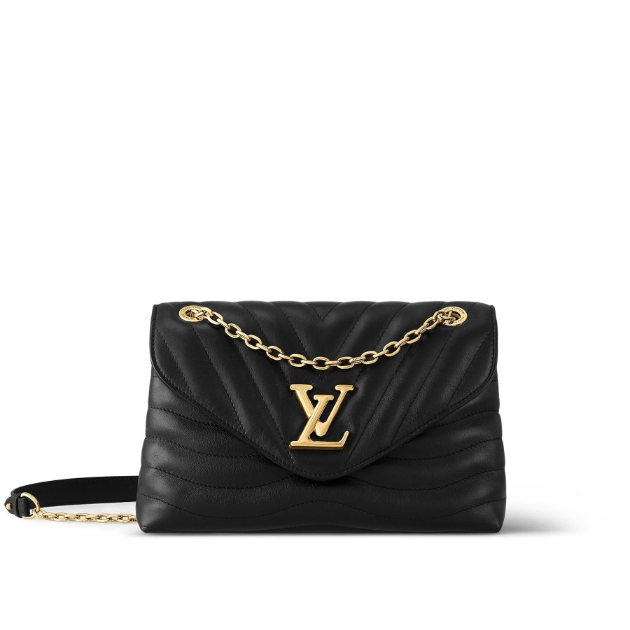 Women Louis Vuitton Leather Bags | New Wave Chain Bag Gm Black