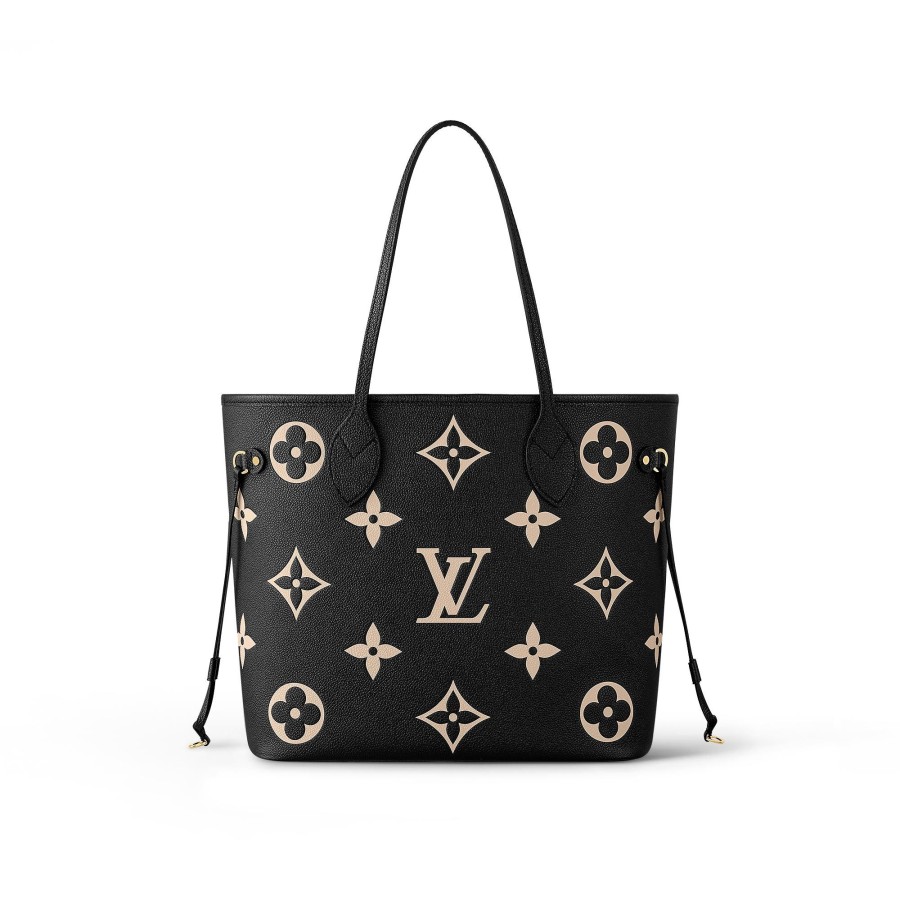 Women Louis Vuitton Leather Bags | Neverfull Mm Black/Beige