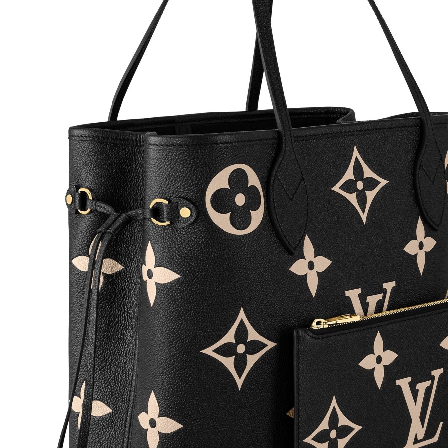 Women Louis Vuitton Leather Bags | Neverfull Mm Black/Beige