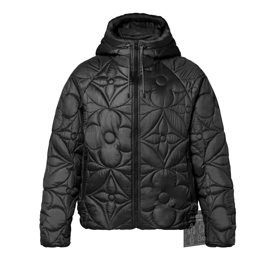 Men Louis Vuitton Coats And Outerwear | Lvse Flower Quilted Hoodie Jacket Black