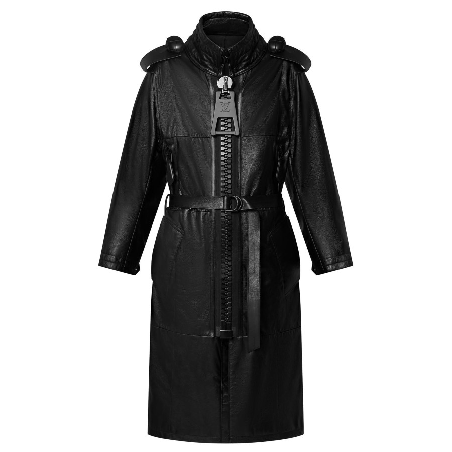 Women Louis Vuitton Coats And Jackets | Xxl Zipper Leather Coat