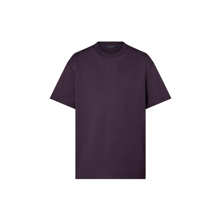 Men Louis Vuitton T-Shirts And Polos | Embossed Lv Cotton T-Shirt Dark Violet