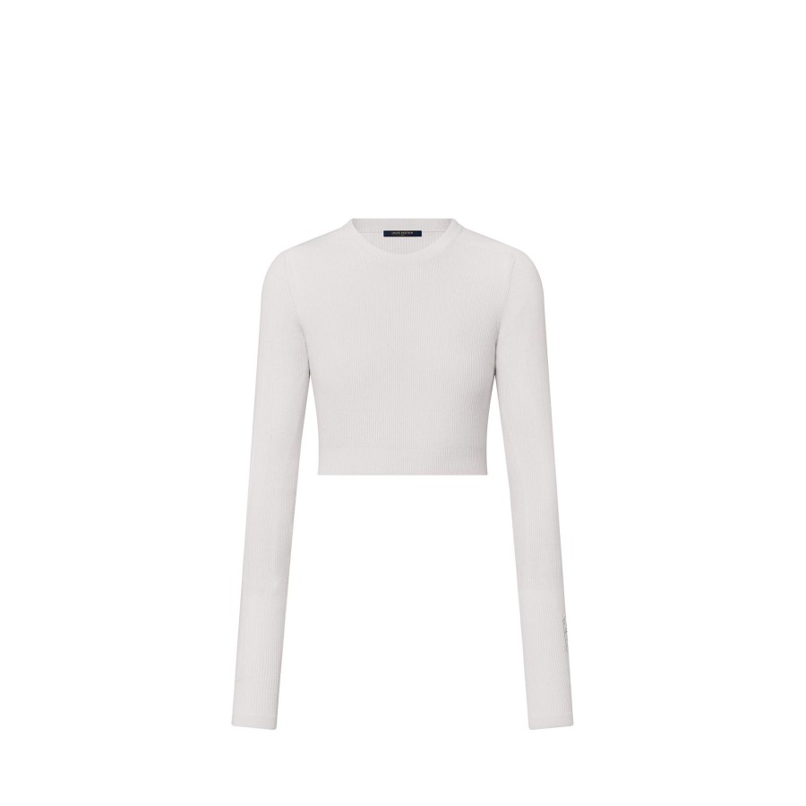 Women Louis Vuitton Knitwear | Cropped Fine Ribbed Knit Sweater