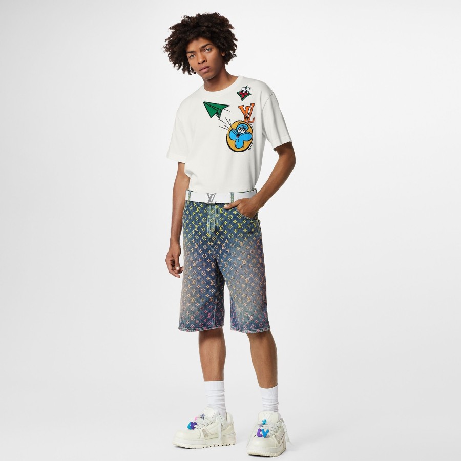 Men Louis Vuitton Pants | Rainbow Monogram Denim Shorts