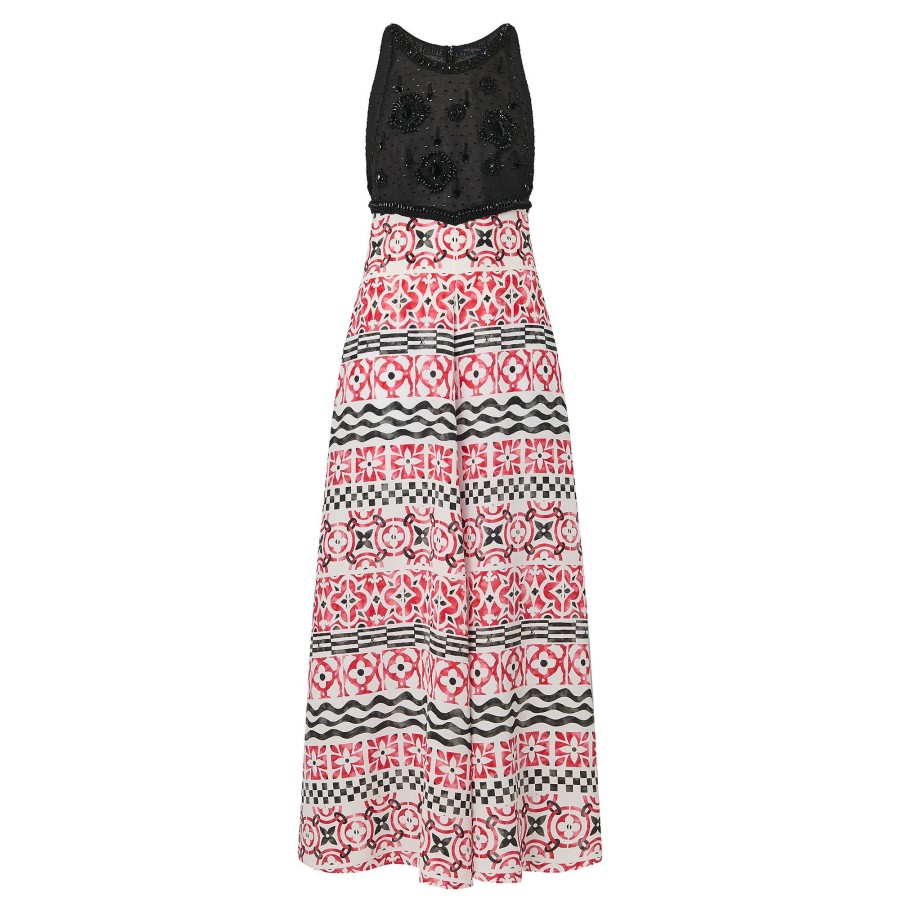 Women Louis Vuitton Dresses | Beaded Top Monogram Tile Maxi Dress