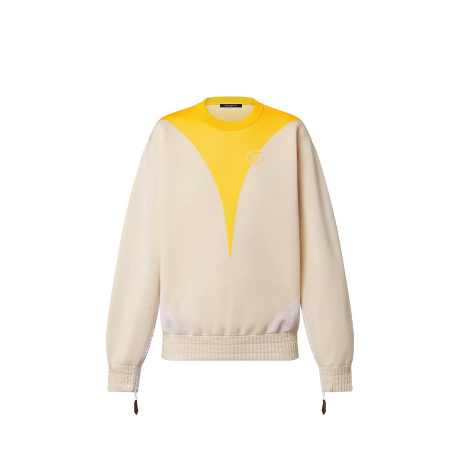 Women Louis Vuitton Knitwear | Open Sleeve Yellow Accent Sweater