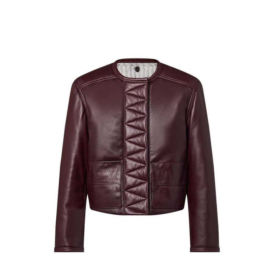 Women Louis Vuitton Coats And Jackets | Topstitched Leather Boxy Jacket