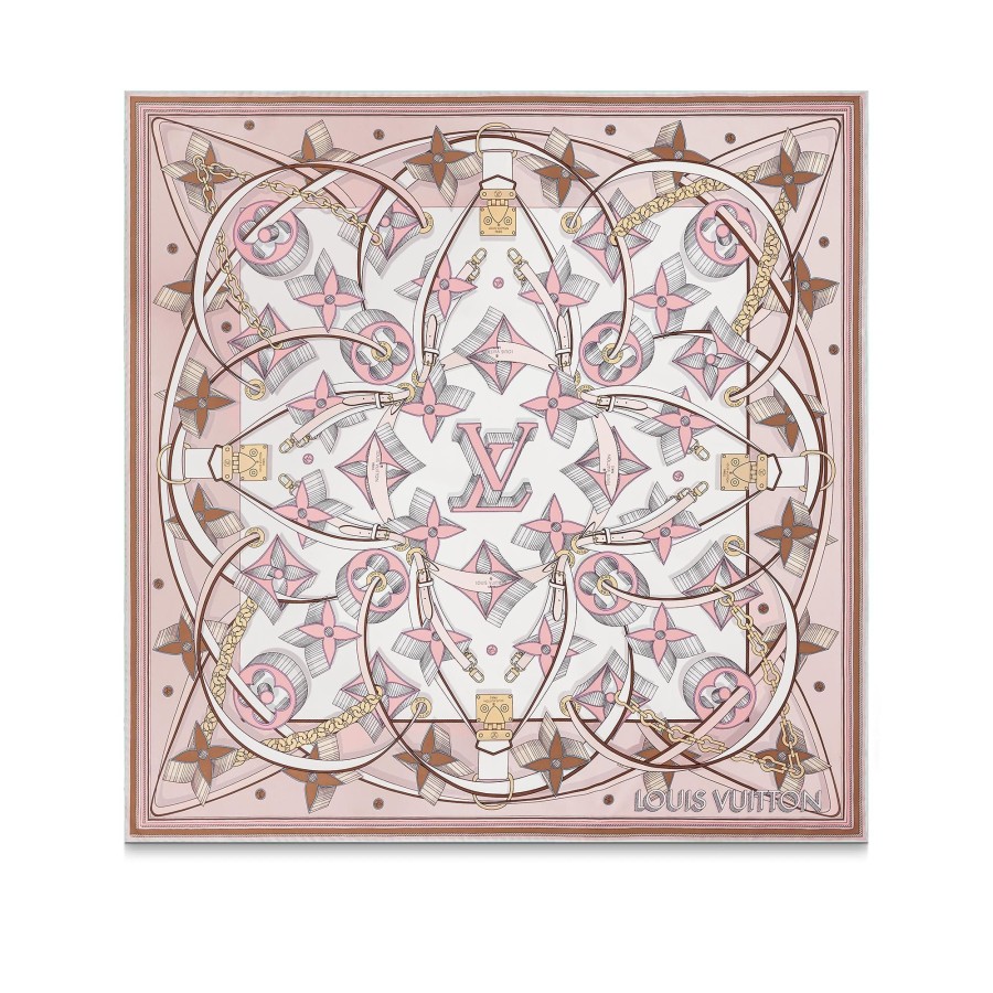 Women Louis Vuitton Silk Squares And Bandeaus | Ultimate 3D Square 90 Light Pink