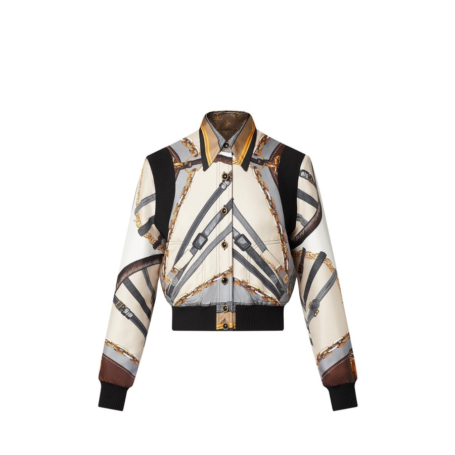 Women Louis Vuitton Coats And Jackets | Scarf Print Reversible Bomber Jacket