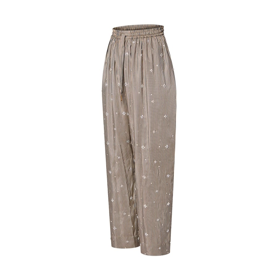 Women Louis Vuitton Pants | Bejeweled Pinstripe Baggy Pajama Pants