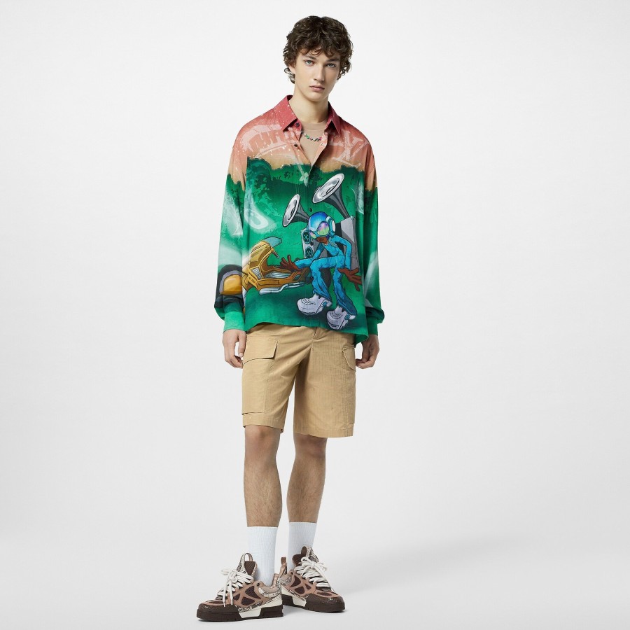 Men Louis Vuitton Shirts | Printed Long-Sleeved Shirt