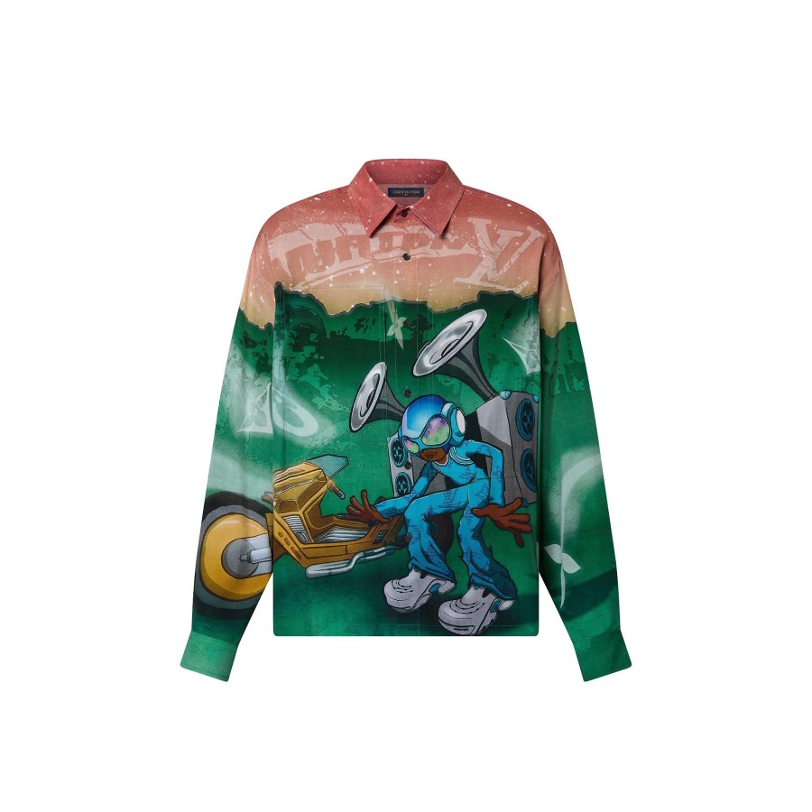 Men Louis Vuitton Shirts | Printed Long-Sleeved Shirt