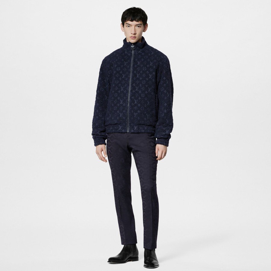 Men Louis Vuitton Coats And Outerwear | Monogram Wool Bouclette Zipped Blouson