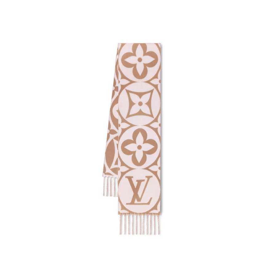 Women Louis Vuitton Scarves | Lv Medallion Scarf Beige Rose