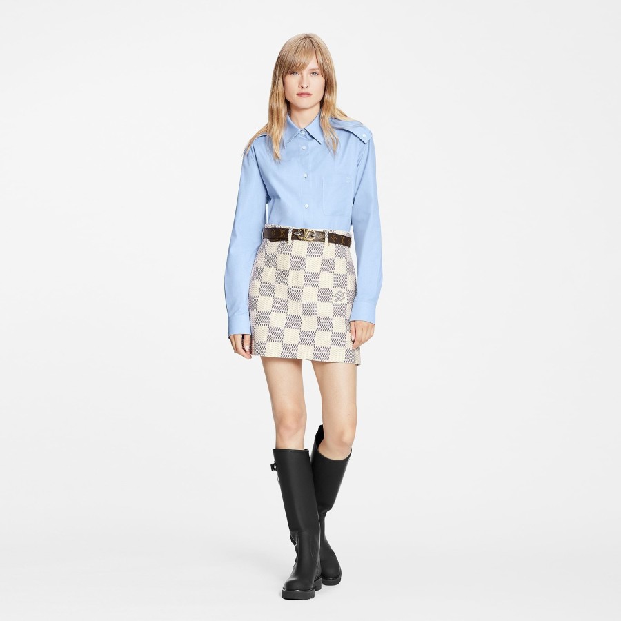 Women Louis Vuitton Skirts And Shorts | Damier Azur Denim A-Line Mini Skirt