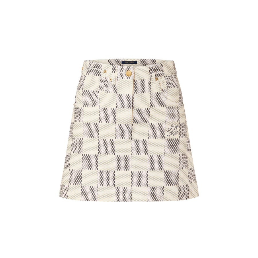 Women Louis Vuitton Skirts And Shorts | Damier Azur Denim A-Line Mini Skirt