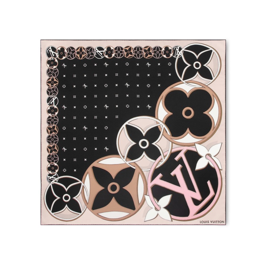 Women Louis Vuitton Silk Squares And Bandeaus | Lv Duality Square 90 Black