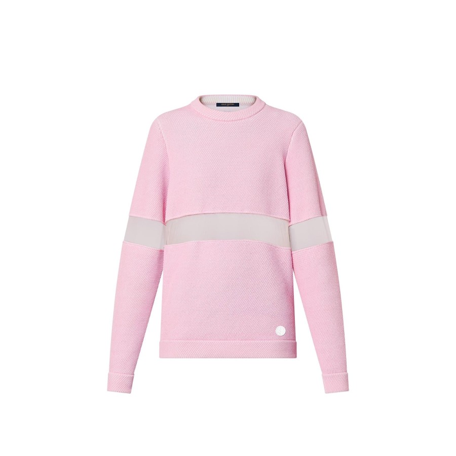 Women Louis Vuitton Knitwear | Tulle Insert Knit Pullover Pink