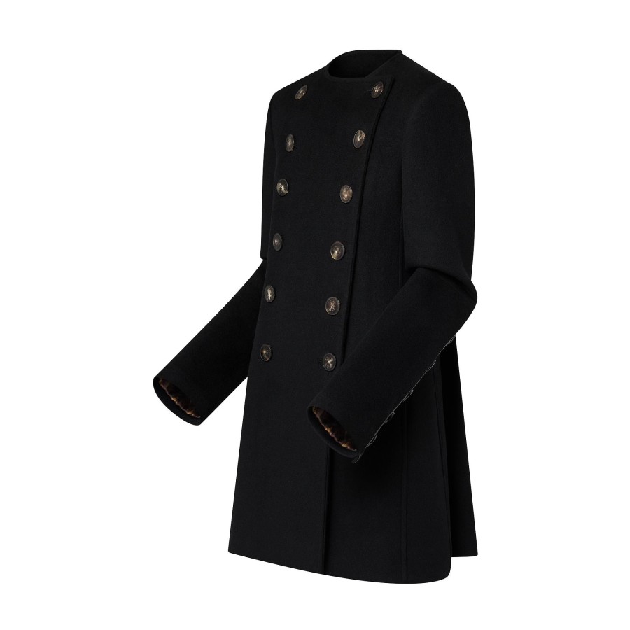 Women Louis Vuitton Coats And Jackets | Horn Button Pleat Coat