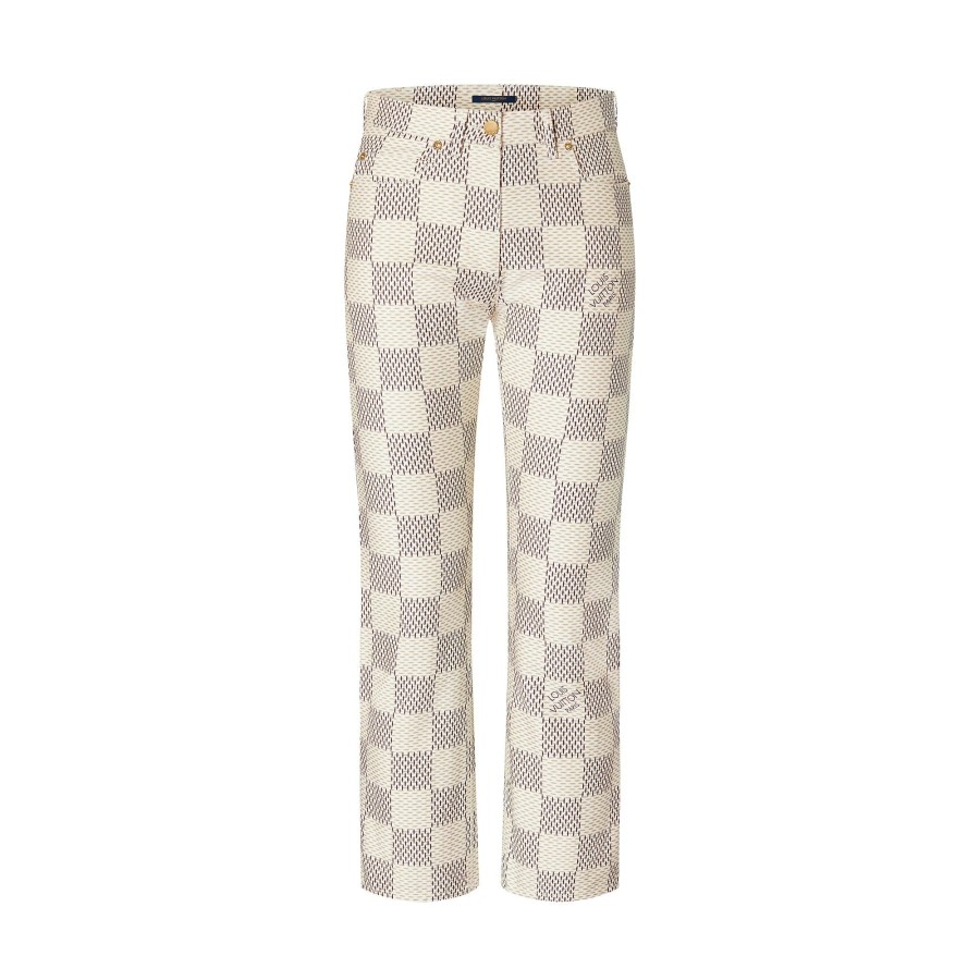 Women Louis Vuitton Pants | Damier Azur Mid-Rise Jeans