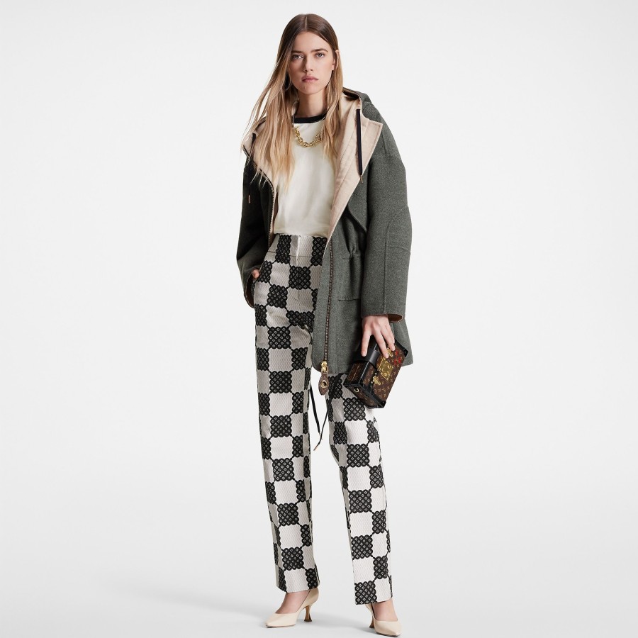 Women Louis Vuitton Pants | Bubble Damier Straight-Cut Pants