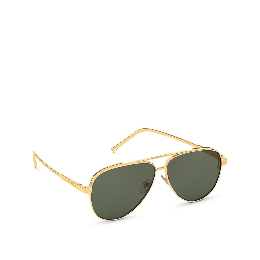 Men Louis Vuitton Sunglasses | Lv Rise Metal Pilot Sunglasses Gold