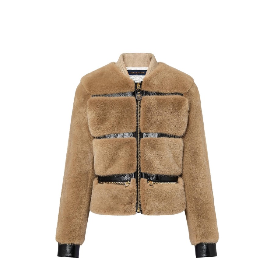 Women Louis Vuitton Coats And Jackets | Bomber Collar Mink Jacket