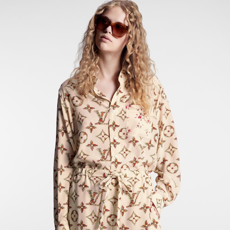 Women Louis Vuitton Tops | Floral Monogram Pajama Shirt