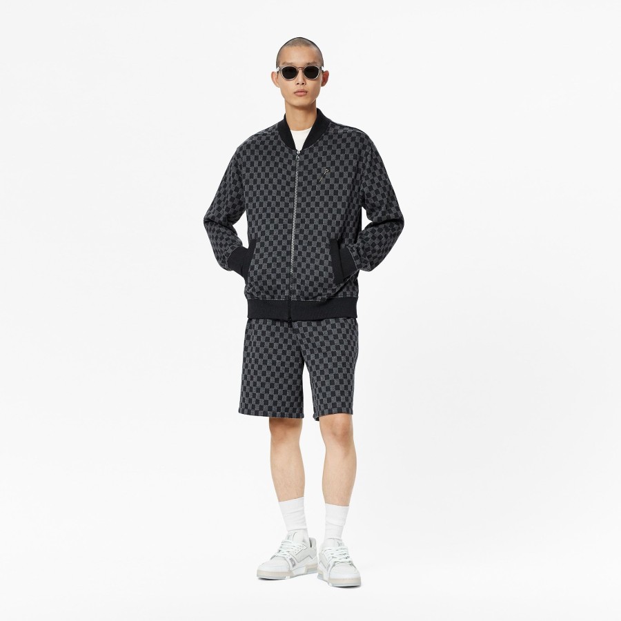 Men Louis Vuitton Knitwear And Sweatshirts | Damier Jacquard Zip-Through Bomber