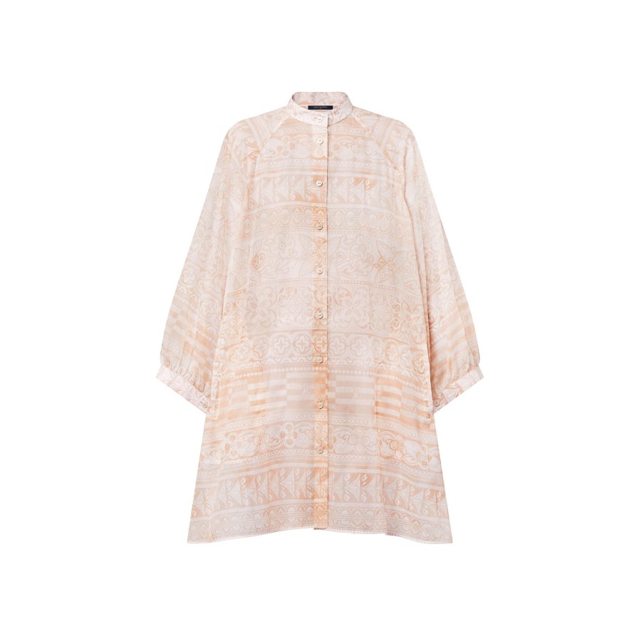 Women Louis Vuitton Dresses | Monogram Tile Batwing Shirt Dress Champagne