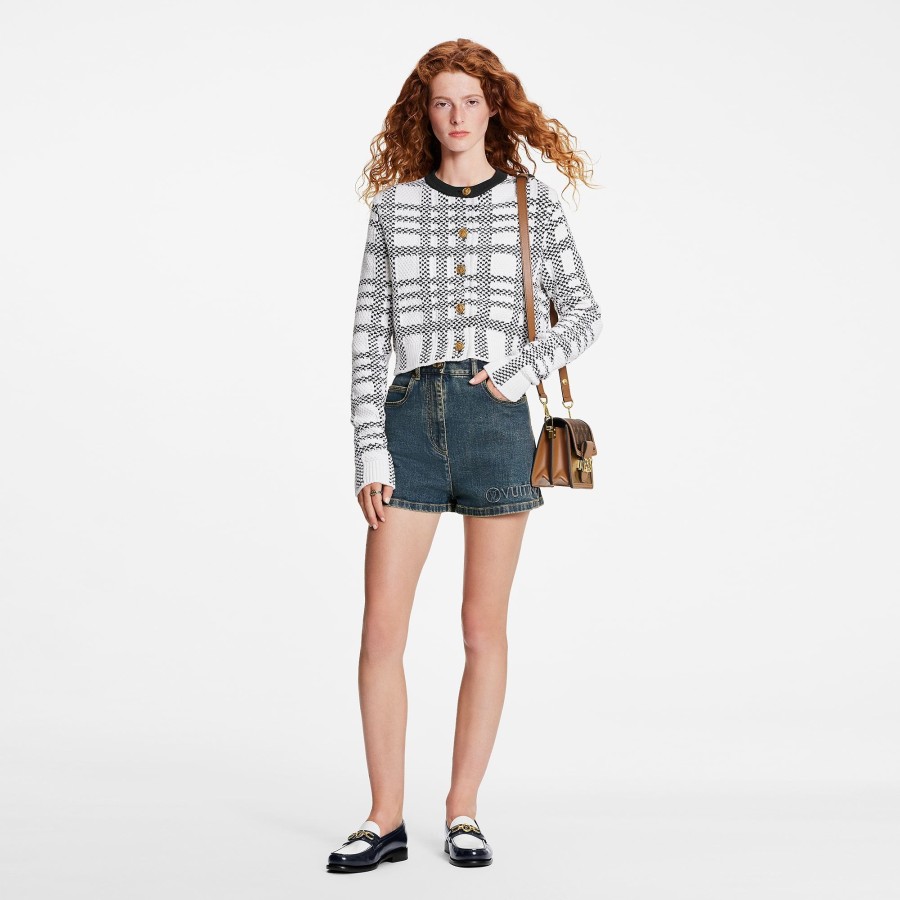 Women Louis Vuitton Knitwear | Graphic Knit Cropped Cardigan