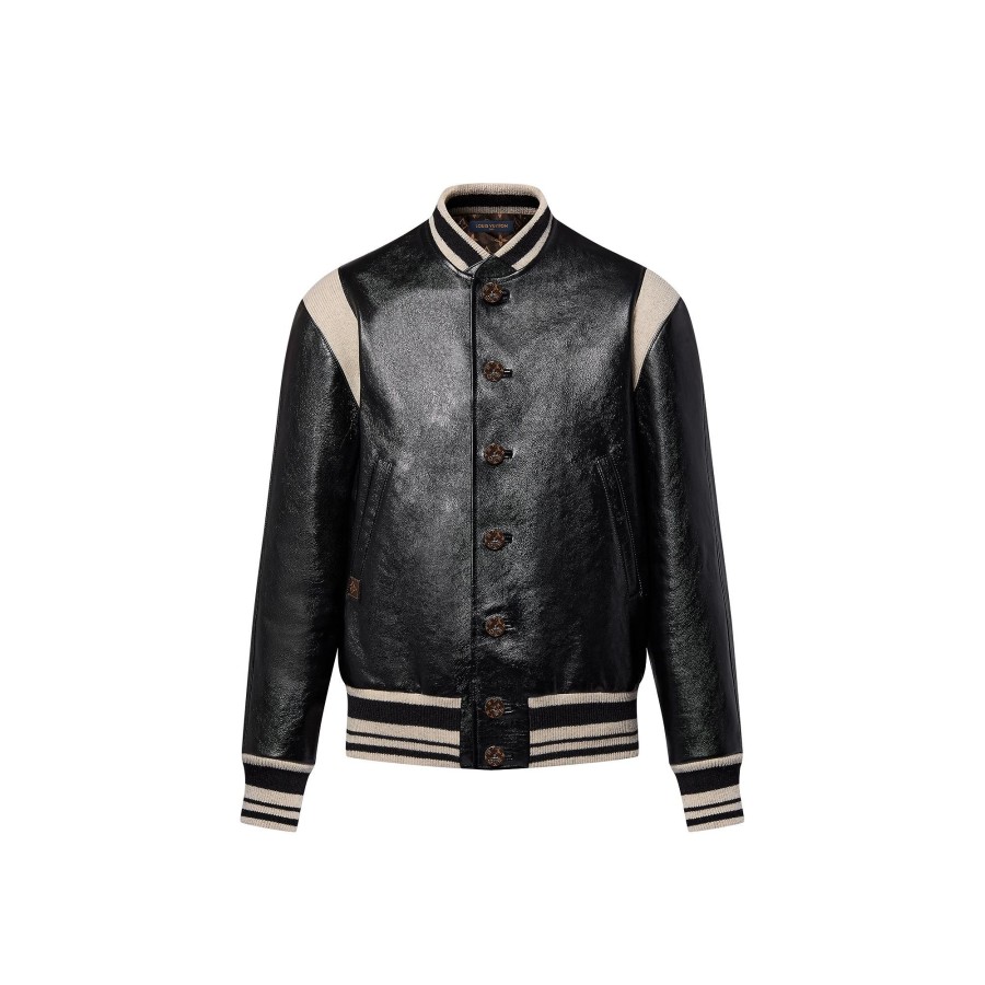 Women Louis Vuitton Coats And Jackets | Graphic Leather Varsity Jacket