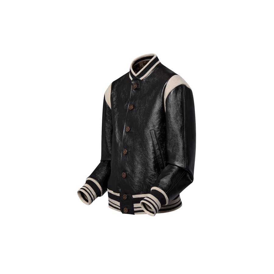 Women Louis Vuitton Coats And Jackets | Graphic Leather Varsity Jacket