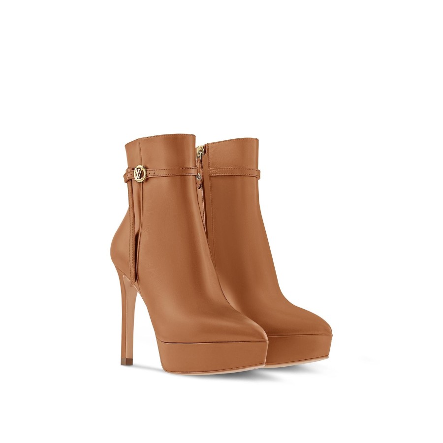 Women Louis Vuitton Boots And Booties | Lv Roxy Platform Ankle Boot Cognac