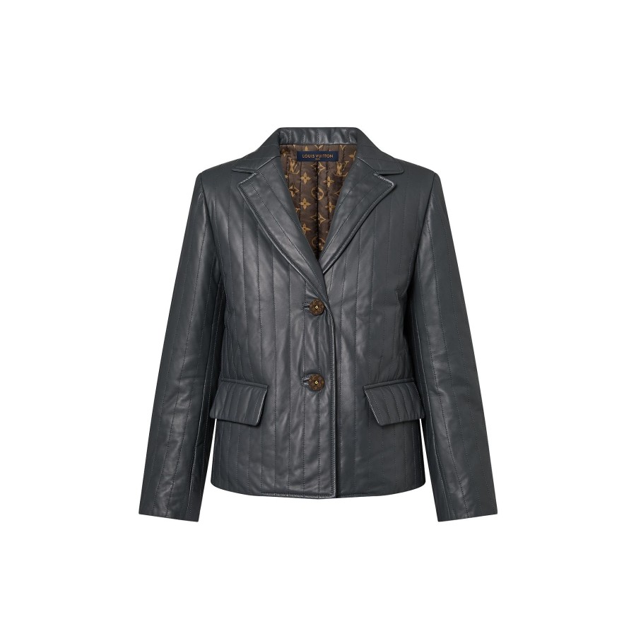 Women Louis Vuitton Coats And Jackets | Pinstripe Leather Boxy Blazer