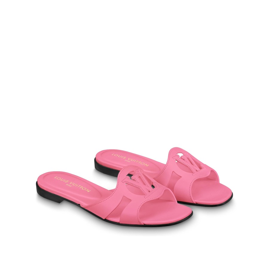 Women Louis Vuitton Sandals And Espadrilles | Lv Isola Flat Mule Pink